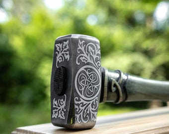 Engraved Hammer Druid Gift with Triskelion Symbol