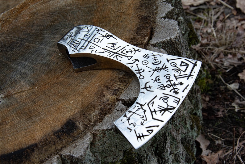 Custom runic axe head runic pattern steel hatchet head hand Etsy