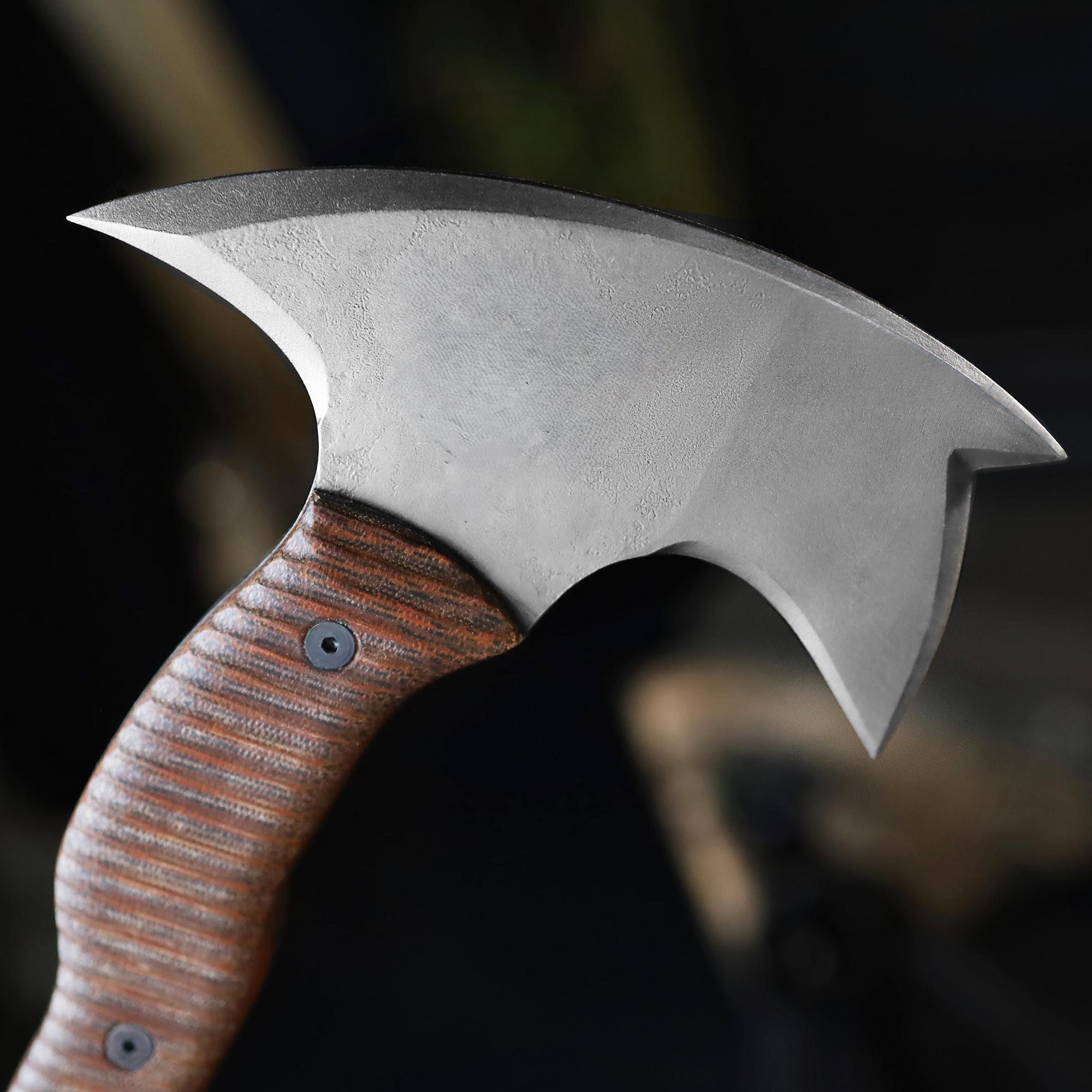 Forged Tomahawk Axe 14'' Full Tang, Engraved Bushcraft Hatchet