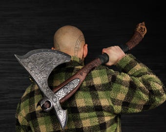 Leviathan Kratos Axe Metal with glow-in-the-dark runes