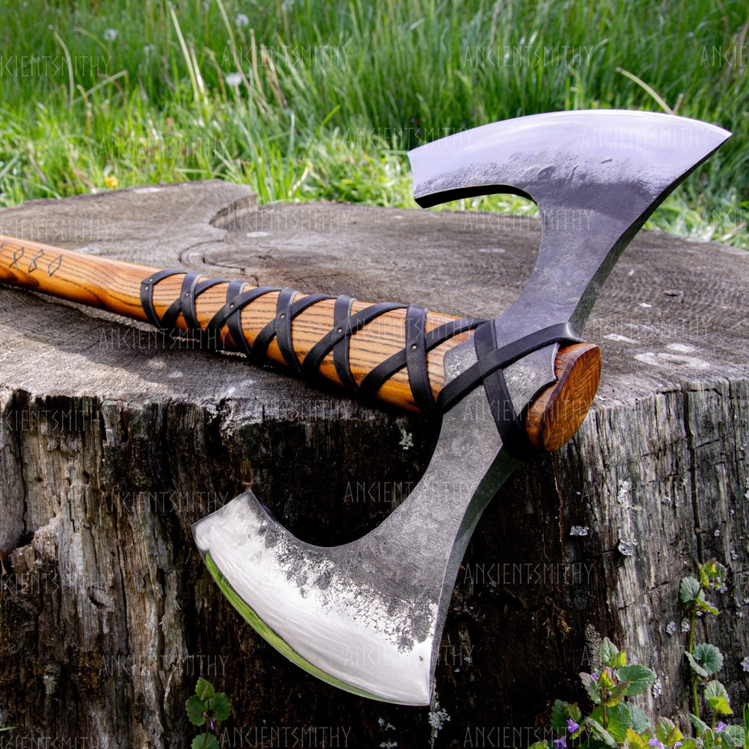 Double Headed Battle Axe Viking Two Handed Axe Functional Hand Etsy