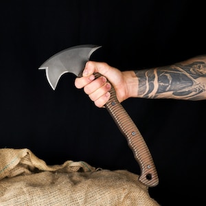 Tomahawk Hand Forged Full Tang Axe with Sheath, Engraved Tomahawk for Camping & Bushcraft