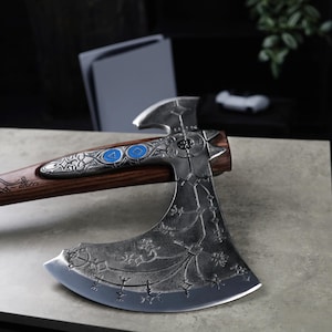 Leviathan Axe Metal 9.11lb Kratos Axe High Carbon Steel Blade with Glow-in-the-Dark-Runes image 3