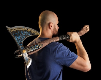 Leviathan Axe: Carbon Steel Kratos Replica Custom Engraved