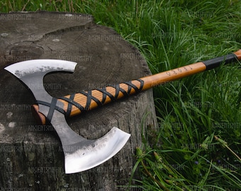 Double Head War Axe Viking Battle Axe Hand Forged Double Bit Etsy