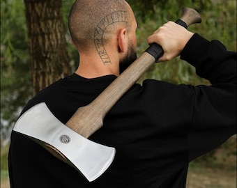 Double Headed Viking Axe: Handmade Double Bit Splitting Hatchet