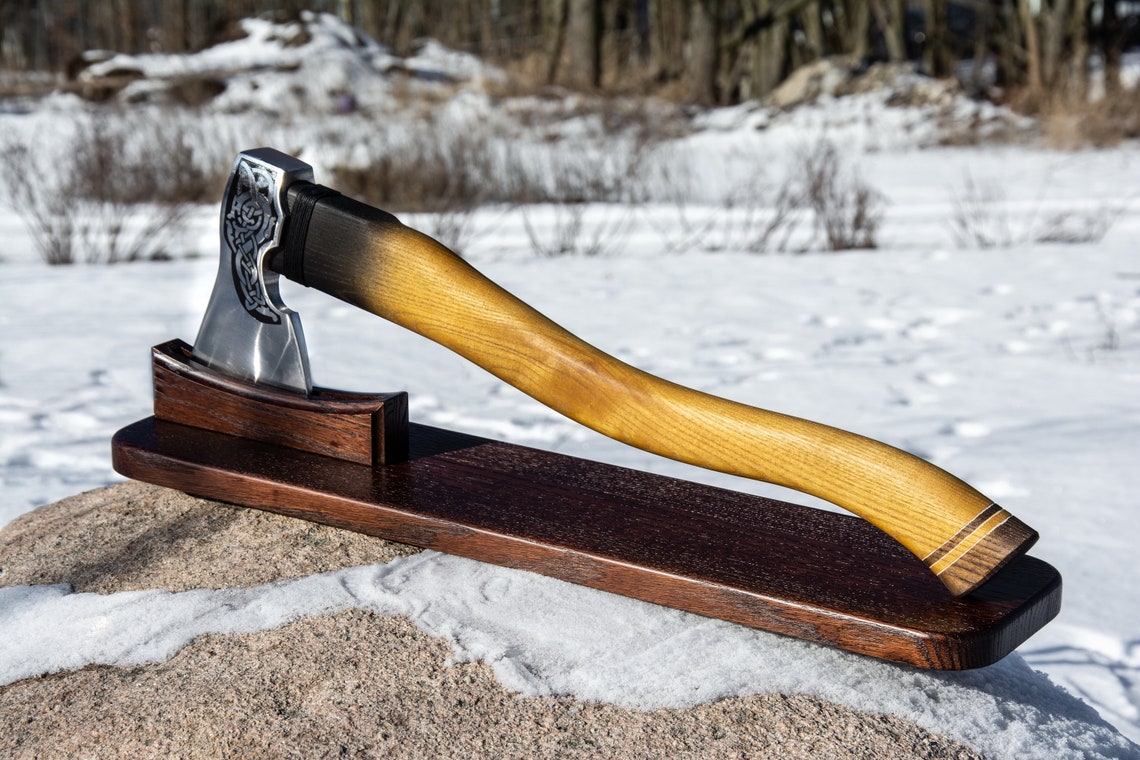 Viking Axe Stand Handmade Wooden Axe Display Custom Axe Holder Etsy