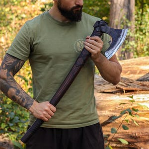 バイキングロングアックス 28.14インチ 薪割り用 鞘付き カスタム刻印入り スカンジナビア風 大型アックス