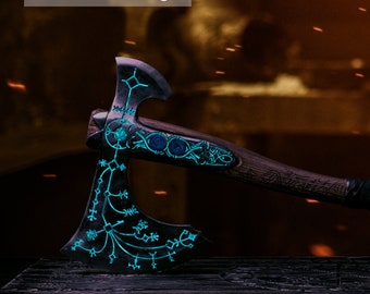 Leviathan Axe handforged Kratos axe with and Luminescent Light Option