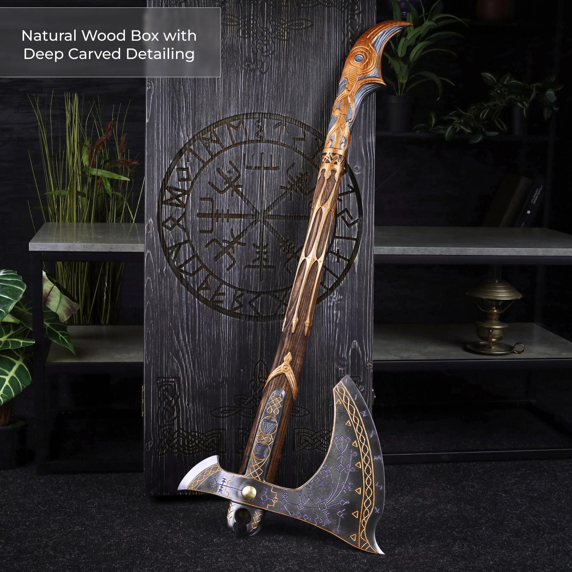 Leviathan Axe Real Kratos Axe Replica 8.04lb with Wall Mount & Box made by Ancientsmithy