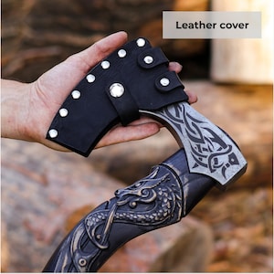 Viking Axe Fenrir with Case, Hand forged Nordic Axe, Sharp Wolf Axe, Custom Bearded Axe, Hatchet Gift