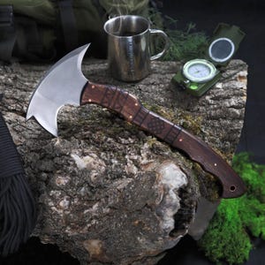 Hand Forged Tomahawk – Full Tang Bushcraft Hatchet with Sheath - Personalized Survival Axe