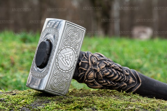 Engraved Viking With Symbol Hammer Etsy Denmark