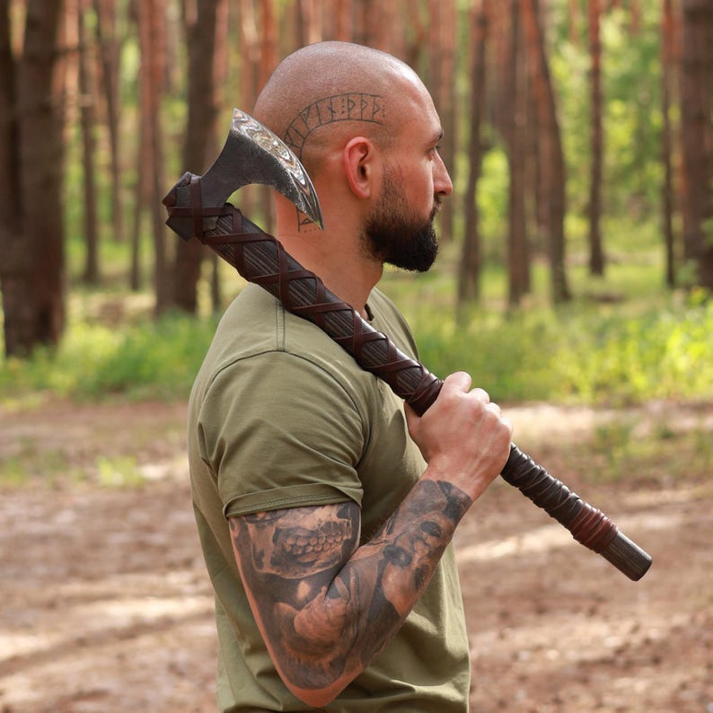 Hand Forged Viking Axe with Sheath image 2
