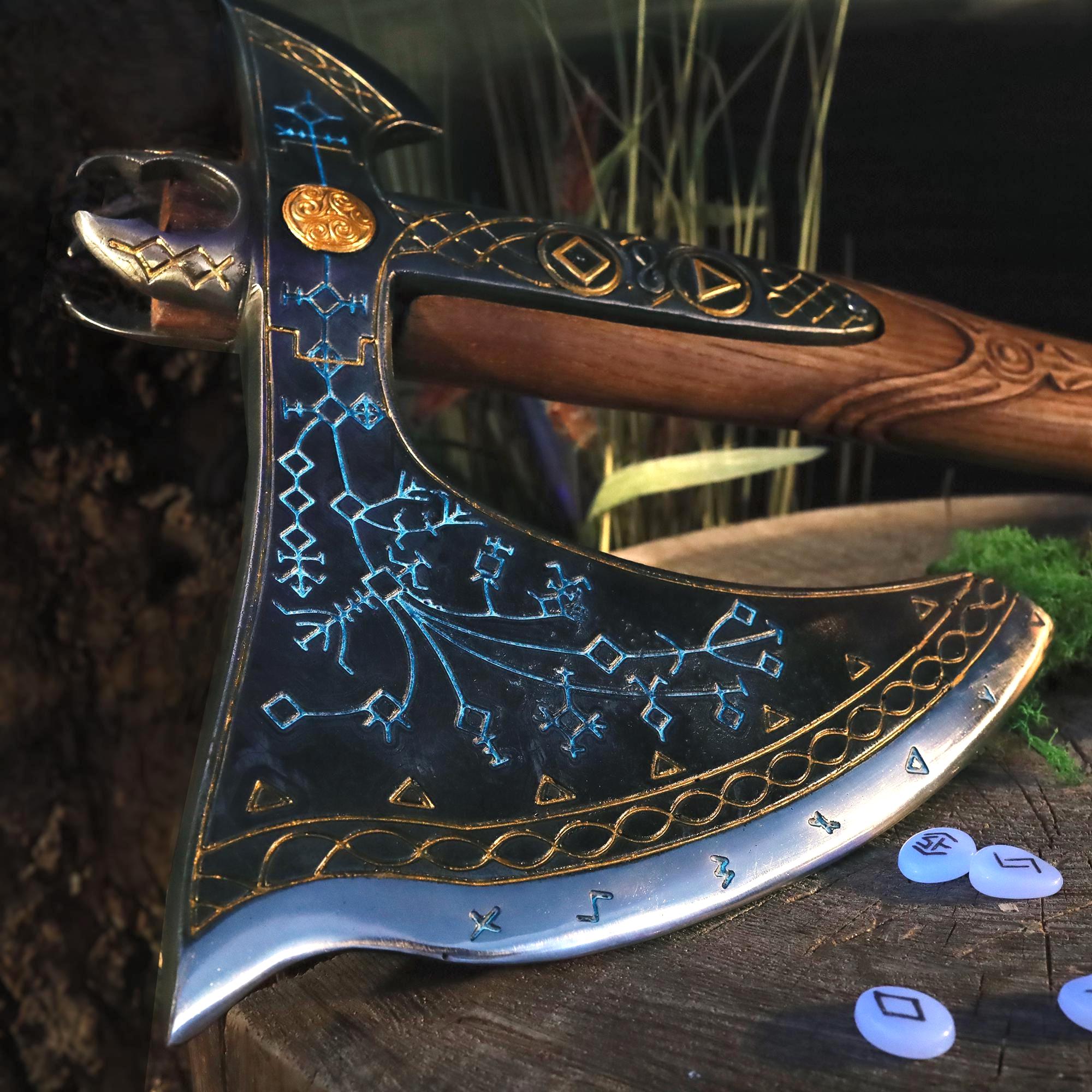 Leviathan Axe 9.7 Lb Replica: High Carbon Steel Balde, Hand-carved
