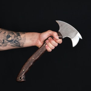 Engraved Tomahawk Forged Hatchet with Sheath, Full Tang Tomahawk Indian Functional