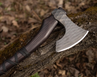 Engraved Viking Axe Handmade, Personalized Camping Hatchet with Sheath, Gift for Outdoorsman