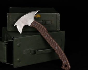 Tomahawk Camping Hatchet Full Tang, Bushcraft Axe Handmade with Sheath & Custom Engraving