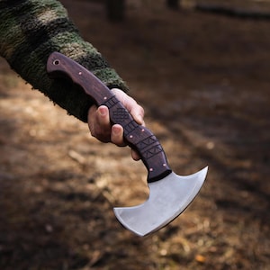 Engraved Tomahawk Full Tang Axe Handmade, Functional Hiking Axe, Indian Tomahawk with Sheath
