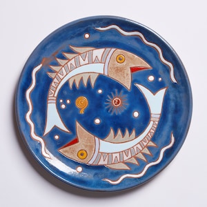 Handmade Ceramic Plate Art Wall Decor Decorative Housewarming Gifts Keramik Greek Pottery Handpainted Terracotta Wall Hanging Unique Artisan