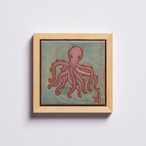 Octopus Tile Handmade Ceramic Wall Art Underwater Life Kitchen Backsplash Ocean Day Bathroom Wall Decor Sea Life Art Mosaic