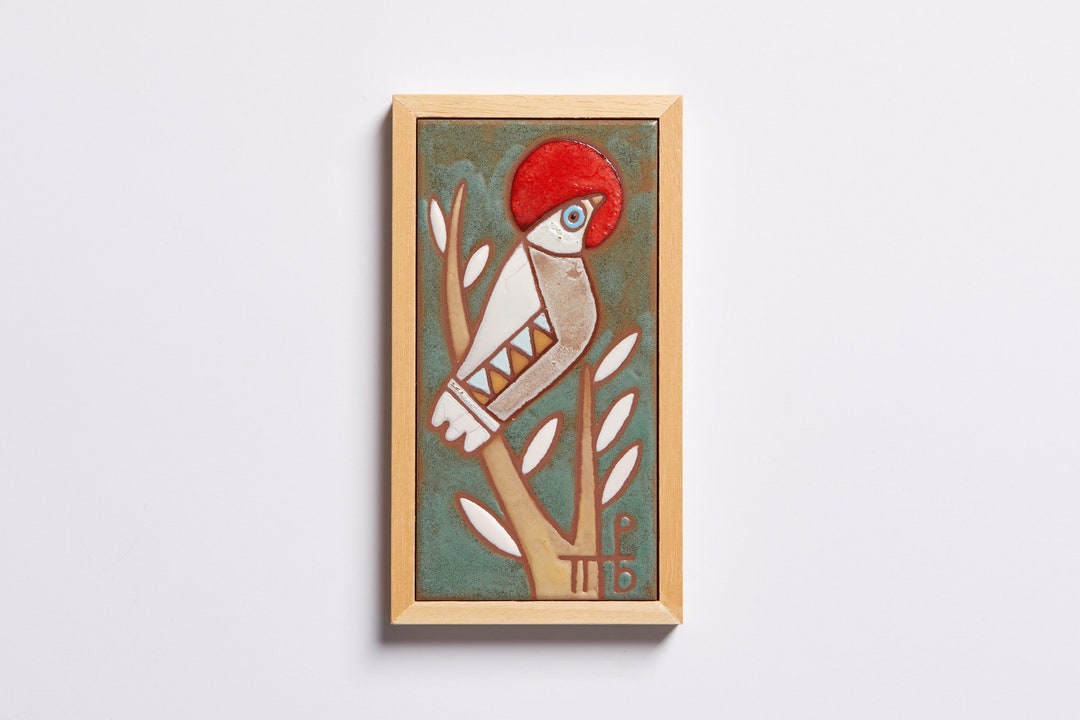 Ceramic Hanging Bird Tile Wall Decor Handmade Art Kids Room Decor
