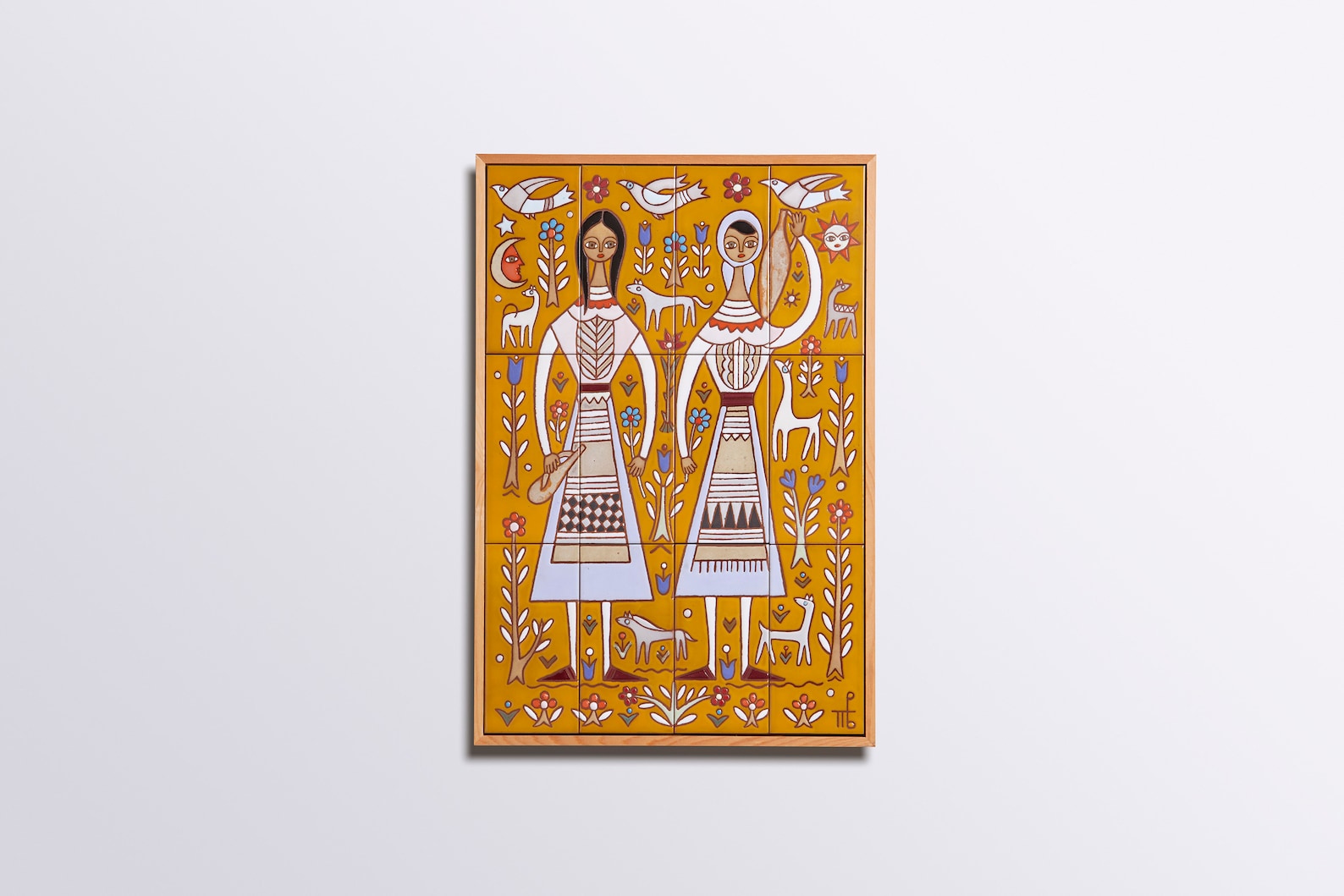 Greek Folk Art Girl Wall Decor Handmade Ceramic Tile Mural Etsy