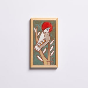 Ceramic Hanging Bird Tile Wall Decor Handmade Art Kids Room Decor Housewarming Gift Handpainted Tile Original Bird Painting Wall Art Birds image 8