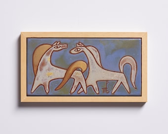 Keramische kunst tegel wilde paarden wand decor handgemaakte Paardensport geschenken kinderkamer kunst dieren cadeaus voor vriendin esthetische kunstwerken eenvoudige lijnen