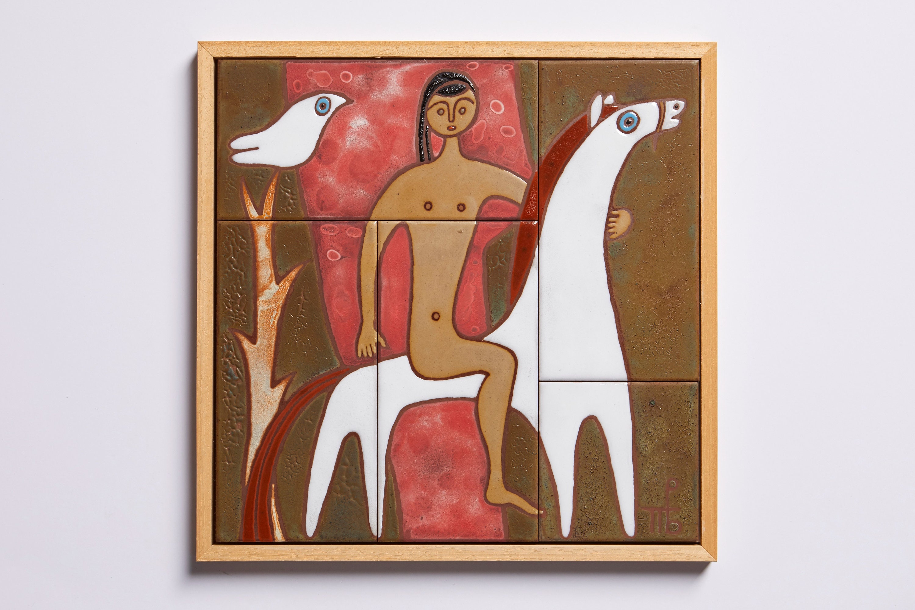 Horse Rider Wall Horse Art Tile Handmade Contemporary Ceramic Equestrian Gifts Horseman Home Gifts  White Pony Horse Racing Horse Pottery