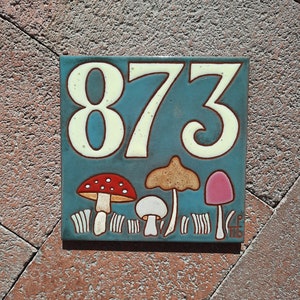 Charming Handpainted Mushroom Ceramic House Number Tile Cottage Core Aesthetics Custom Address Sign Autumn Woodland Decor image 7