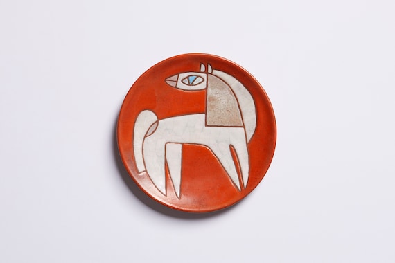 Decorative Ceramic Plate Handmade Equestrian Gifts Orange Color Wall Art Greek Pottery Horse Theme Terracotta Wall Art Ceramic Hanging Plate