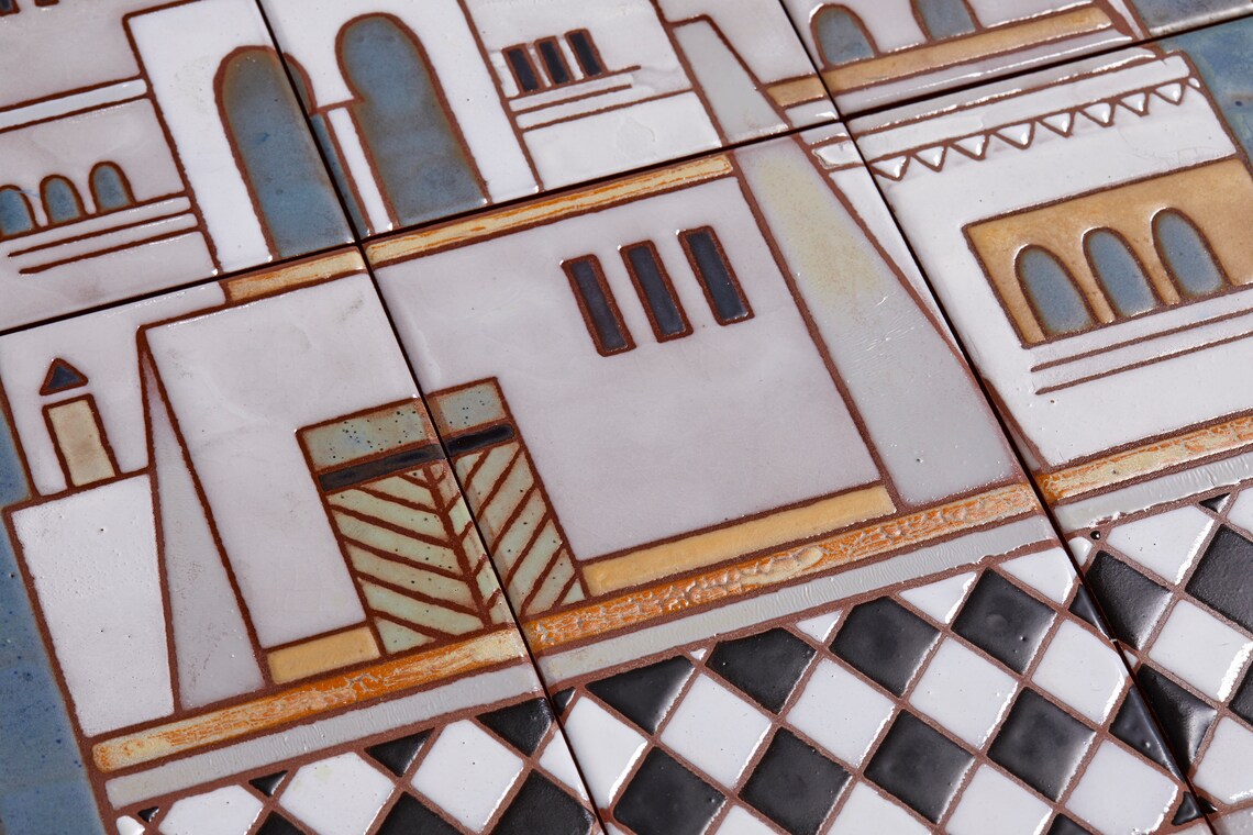 3 Piece Wall Art Ceramic Tiles Framed Wall Art Set Wall Mural Etsy