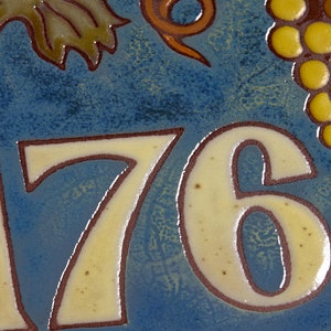 Bunch Of Grapes Ceramic Handmade House Numbers Tile Decor Home Entrance Custom Made Address Sign Square Vineyard Entryway House Number Tile image 7