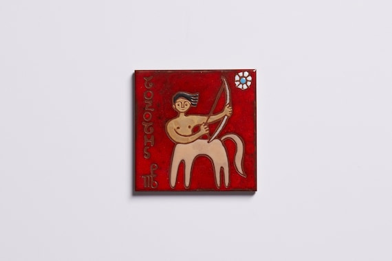 Sagittarius Zodiac Sign Ceramic Art Tile Wall Hangings Personalized Gift Horoscope Constellation Map Birthday Present Galaxy Sagittarius Art