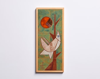 Colibrì, piastrelle in ceramica per parete, decorazione fatta a mano, regalo di inaugurazione della casa, decorazione murale al tramonto, decorazione da parete con fiori primaverili, natura, arte da giardino