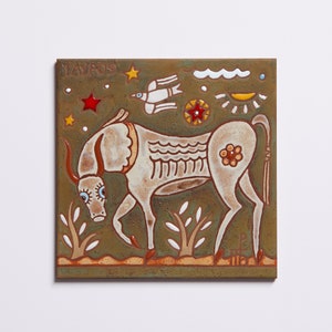 Signe du zodiaque taureau, carreaux de céramique, art mural astrologie, tableau horoscope, cadeau personnalisé, éléments du zodiaque terrestre, constellation, carte, signes astrologiques