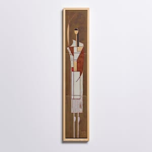 Midcentury Modern Ceramic Wall Art, Framed Ceramic Tile, Ceramic Wall Hanging, Abstract Figure, Ceramic Wall Mural, Greek Ancient Warrior