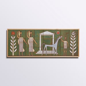 Greece Mythology Handpainted Ceramic Wall Art Classical Age Greek Pottery Architecture Greek Painting Ancient Greece Ceramics Tile Mural