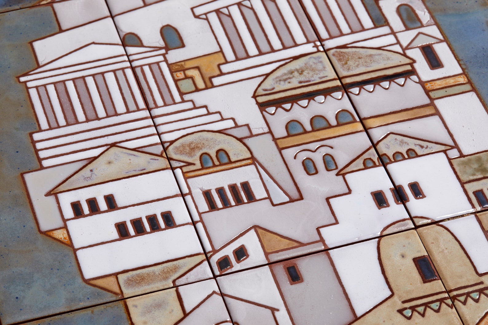 3 Piece Wall Art Ceramic Tiles Framed Wall Art Set Wall Mural Etsy