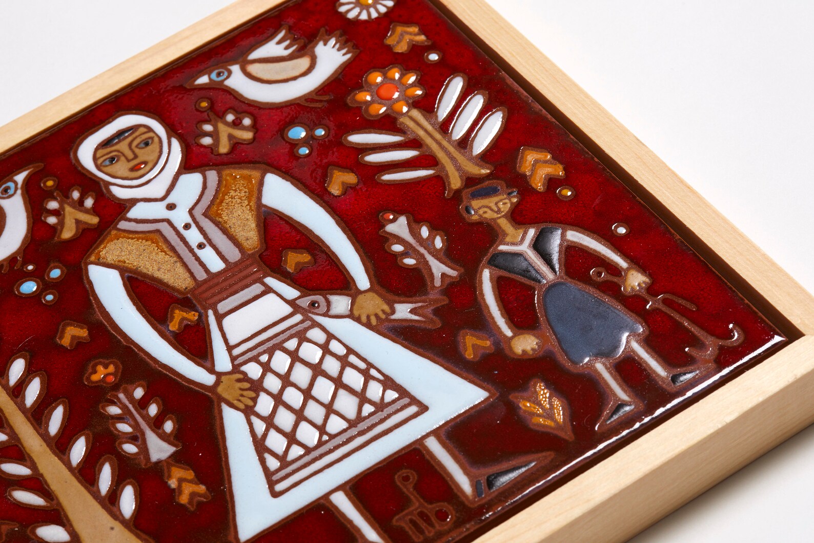 Greek Folk Art Girl Ceramic Tile Farm Decor Woman Tile Mural Mothers ...