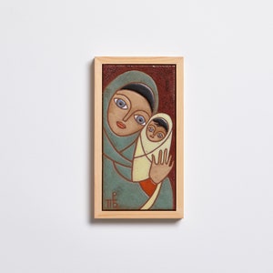 Mother And Child Art Woman Handmade Ceramics Artwork Family Portrait Art Tile Modern Mother And Child Portrait Vintage Figures image 8