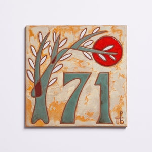 Tile House Number Ceramic House Decor Build In Entrance Decor Custom House Numbers Made Personalized Address Sign Numbers Olive Tree