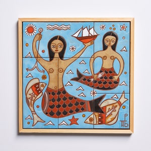 Ceramic Mermaids Pottery Handmade Kids Room Sea Life Art Newborn Gift Outdoor Wall Décor Baby Shower Ocean Art Sea World Beach Decor