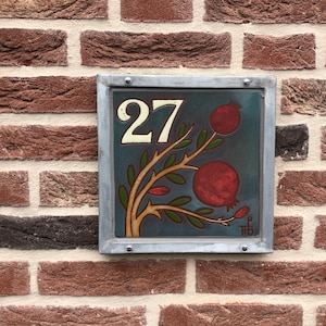 Pomegranate Ceramic House Numbers Tile Handmade Keramik Hausnummer Custom Made Address Sign Square Numbers Numero Symbol Of Fertility Luck image 10