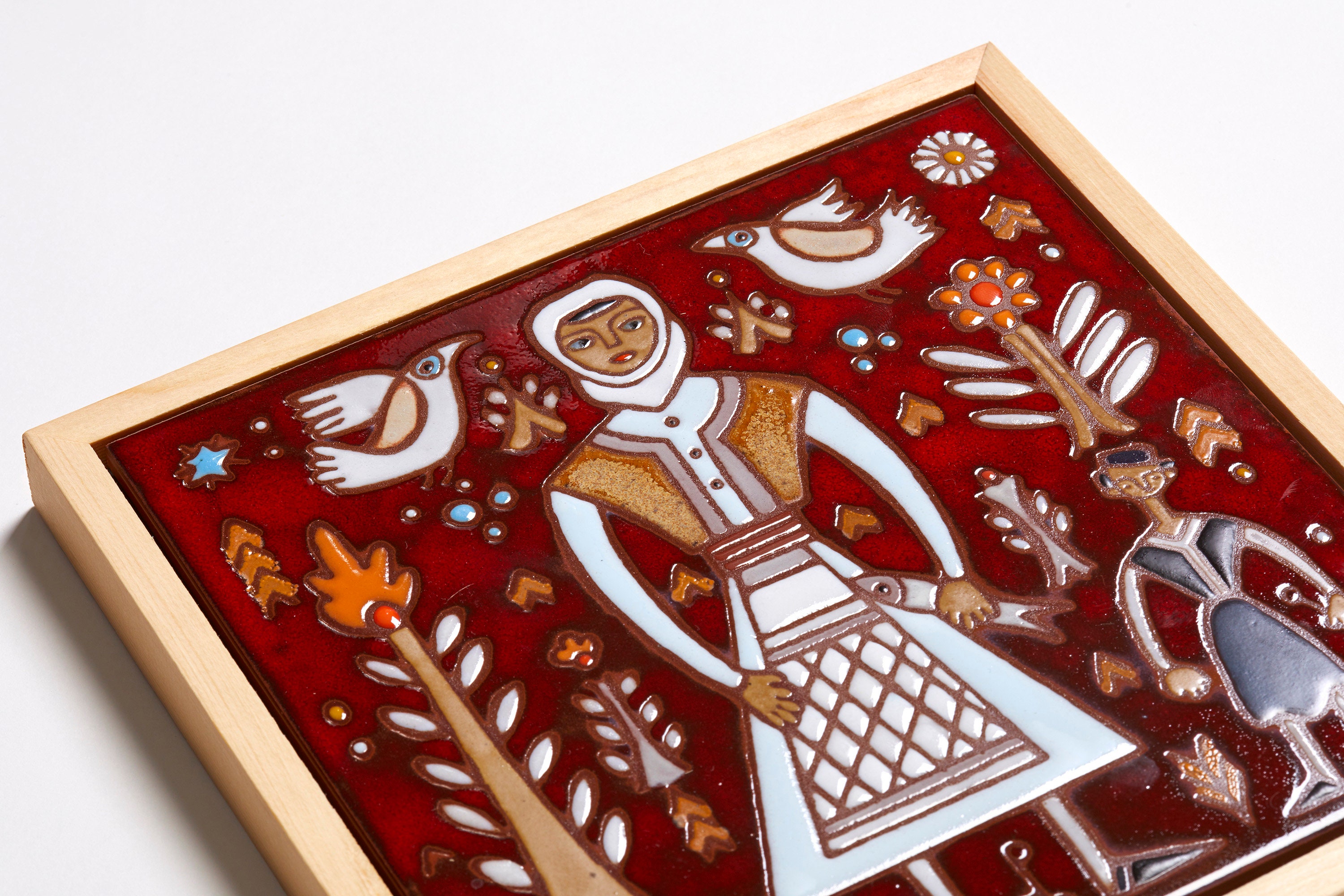 Greek Folk Art Girl Ceramic Tile Farm Decor Woman Tile Mural Mothers ...
