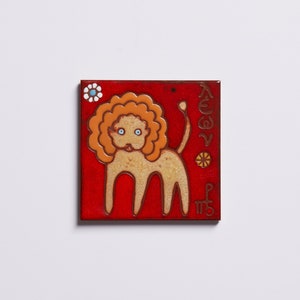 Leo Sternzeichen Keramik Kunst Keramikfliese Handgemacht Horoskop personalisierte Geschenk Feuer Astrologische Sternzeichen Elemente Sterne Horoskop Constellation Map