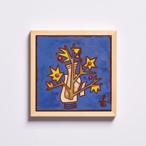 Stillleben Blumen Frühling Vase Handbemalte Original Kunstwerk Gerahmte Kunst Quadratische Fliesen Kinderzimmer Decke Leiter Garten Single Line Design
