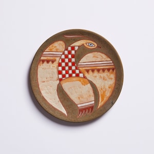 Bird Theme Decorative Ceramic Plate Housewarming Gifts Fall Wall Art Handpainted Pottery Handmade Ceramic Plate Terracotta Greek Pottery