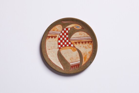 Bird Theme Decorative Ceramic Plate Housewarming Gifts Fall Wall Art Handpainted Pottery Handmade Ceramic Plate Terracotta Greek Pottery